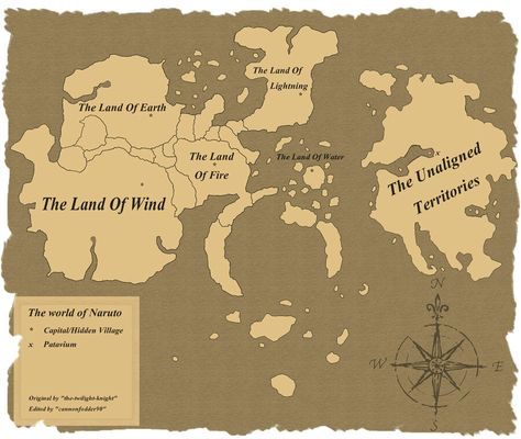 Naruto world map Naruto World Map, Naruto Eyes, World Map Design, Gamers Anime, Writing Fantasy, Book Writing Inspiration, Dungeon Maps, D D Maps, Fantasy Map