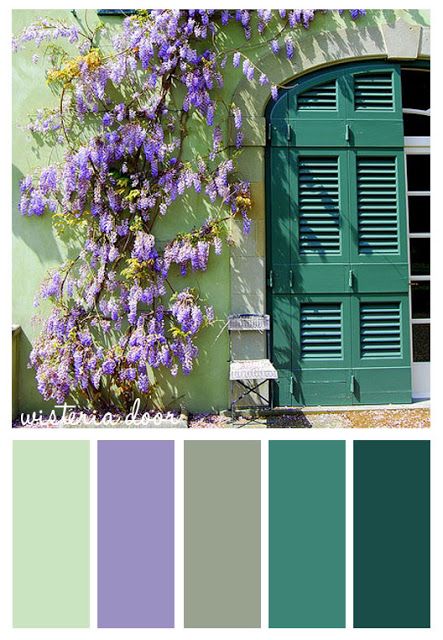 Wisteria Door Lavender And Teal Color Palette, Purple Green Teal Color Palette, Turquoise And Purple Color Palette, Purple And Green Color Palette, Light Green And Lavender, Teal And Lavender, Purple Color Palettes, Green Lavender, Room Paint Colors