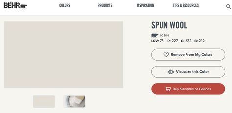 Spun Wool Behr Paint, Behr Colors, Fence Stain, Behr Paint Colors, Behr Paint, Paint Sheen, Paint Types, Painted Floors, Color Samples