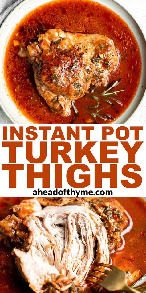 Instant Pot Turkey Thighs Turkey Thigh Recipes, Turkey Thigh, Instant Pot Turkey Breast, Pressure Cooker Turkey, Instant Pot Turkey, Moist Turkey, Turkey Thighs, Frozen Turkey, Turkey Breast Recipe