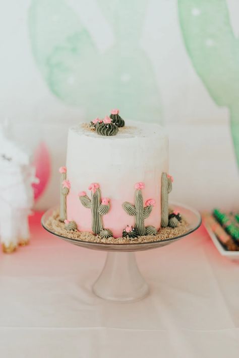 Mila's Taco TWOsday Birthday Party! - Cactus First Birthday Girl, Cactus Cake Ideas, Taco Twosday Birthday Cake, Birthday Cake Cactus, Taco Twosday Birthday Girl, Taco Twosday Birthday Party, Twosday Birthday Party, 2nd Birthday Ideas, Fiesta Cakes