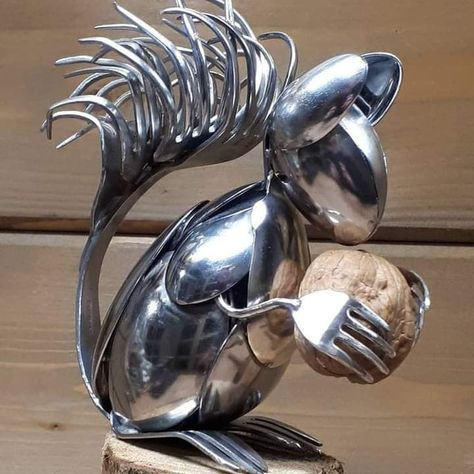 Flatware Art, Welding Gifts, Metal Welding Art, Cutlery Art, Silverware Art, Recycled Metal Art, Spoon Art, Metal Figurines, Welding Art Projects