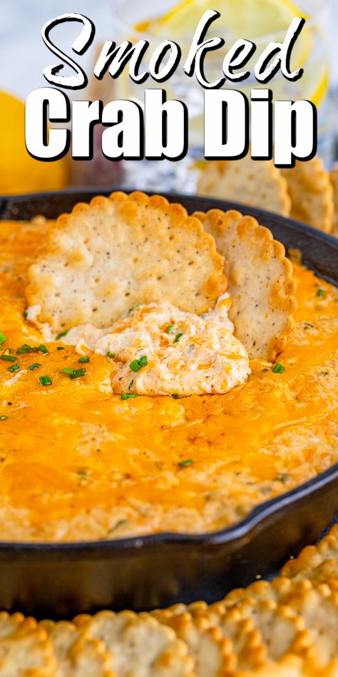 Smoked Caso Dip On The Smoker, Smoked Appetizers, Smoked Dishes, Crab Dip Recipe, Pellet Smoker Recipes, Traeger Grill Recipes, Smoker Ideas, Bbq Seafood, Smoked Recipes