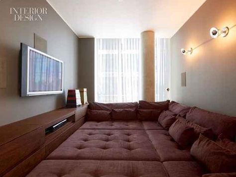 Ottomans fill the entire room so its a gigantic movie bed! awesome! 19 Couches That Ensure You'll Never Leave Your Home Again Attic Nook, Sleepover Room, Artistic Interior, Home Again, 웃긴 사진, Pillow Room, Dream Home Ideas, My Dream House, Dream Rooms