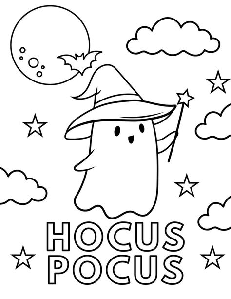 Halloween Coloring Book Pages, Cute Halloween Coloring Sheets, Ghost Coloring Pages Free Printable, Free Halloween Coloring Pages Printables, Simple Halloween Coloring Pages, Halloween Colouring Printables, Halloween Color Sheets, Halloween Drawings For Kids, Halloween Coloring Pages Free Printable