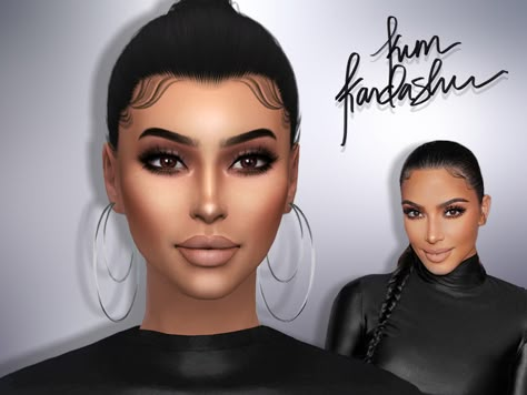 Sims 4 Kardashian, Sims 4 Celebrity Cc, The Sims 4 Sims, Kim Kardashian Makeup, Kim Kardashian Hair, Sims 4 Skin, The Sims 4 Skin, Sims 4 Anime, Makeup Cc