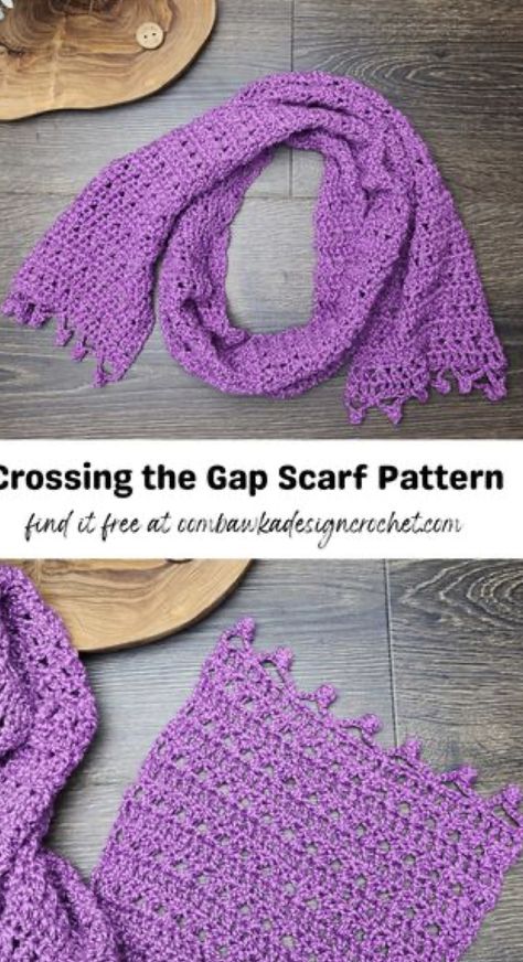 Crossing the Gap Scarf Oombawka Design Crochet, Scarf Free Pattern, Local Yarn Shop, Fall Crochet Patterns, Crochet Stitches Guide, Crochet Scarf Pattern Free, Design Crochet, All Free Crochet, Shawl Patterns