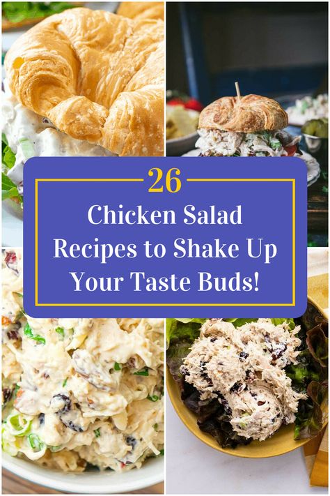 Collage of 4 chicken salad recipes. Chicken Salad Flavors, Types Of Chicken Salad, Unique Chicken Salad Recipes, Chicken Salad Appetizer, Bbq Chicken Salad Recipe, Amazing Smoothies, Best Chicken Salad Recipe, Layer Chicken, Bbq Chicken Salad