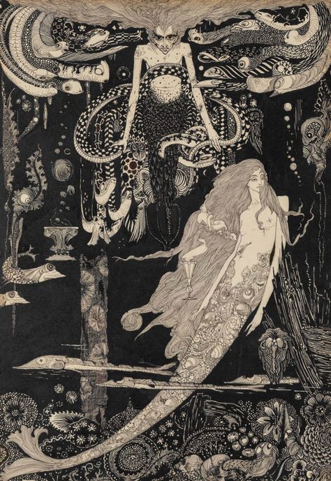 Glen Keane, Harry Clarke, Andersen's Fairy Tales, 동화 삽화, Aubrey Beardsley, Art Noir, Mermaids And Mermen, Fairytale Illustration, Irish Art