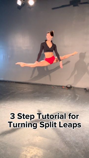 Courtney and Caitlin on Instagram: "🔺Turning Split Leap Tutorial🔺 What tutorial do you want to see next?! space @studioldance #sullivantwins #tutorial #dancetutorial #techniquematters #dancechallenge" Floor Leap Tutorial, Split Leap Drills, Leap Tutorial, Contemporary Dance Moves, Gymnastics Floor, Middle Splits, Gymnastics Stretches, Dance Technique, Fitness Challenges