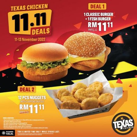 Texas Chicken, Random Idea, Fish Burger, Food Discount, Visit Texas, 13 November, 11 November, Restaurant Menu Design, Menu Restaurant