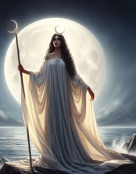 Selene Goddess Art, Greek Mythology Selene, Luna Goddess Of The Moon, Selene Greek Mythology, Selene Moon Goddess, Selene Goddess Of The Moon, Selene Goddess, Luna Goddess, Goddess Selene