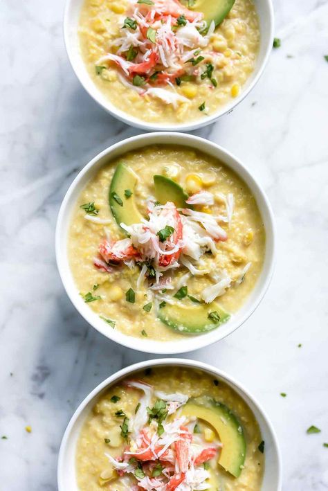 Creamy Chilled Corn and Crab Soup Crab And Corn Soup, Best Clam Chowder Recipe, Homemade Clam Chowder, Crab Soup Recipes, Crab Appetizer, Chilled Soup, Crab Soup, Chowder Soup, Shellfish Recipes