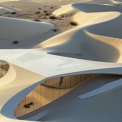 Tranquility Architecture Concept, Kanye West Architecture, Desert Resort Interior, Oasis Architecture Concept, Organic Structure Architecture, Organic Architecture Interior, Organic Floor Plan, Dune Architecture, Desert Motel