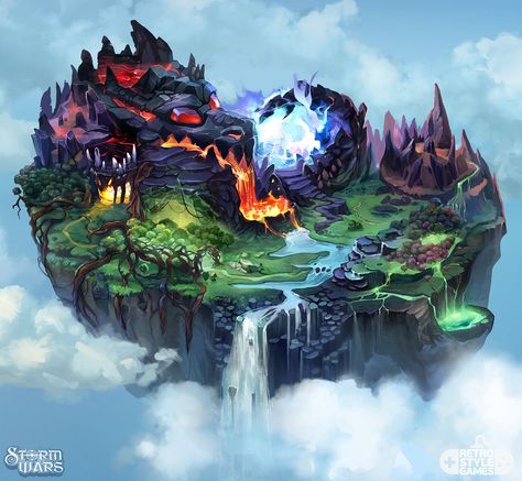 Skyblock Island Ideas, Dragon Island, Flying Island, Bangunan Minecraft, Fantasy World Map, Flying Dragon, Dragon City, Fantasy Island, Fantasy Homes