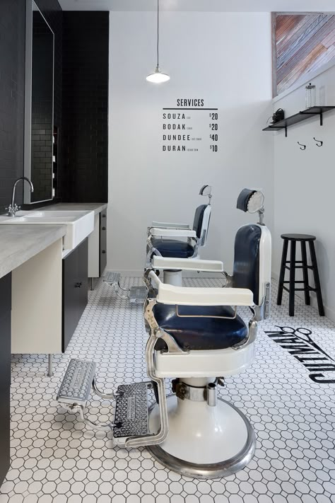 Cutman Barbershop | Interiors + Lighting by Plume Interiors + Light Barbershop Design Interior, Barber Sign, Wall Poster Vintage, Hair Salon Names, Best Barber Shop, Barber Shop Haircuts, Barber Shop Interior, Barber Haircuts, Barber Equipment