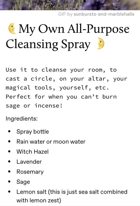 Cleansing Wash Witchcraft, Cleansing Without Incense, House Cleanse Spiritual, Cleansing Spray Witchcraft, Cleansing Essential Oils, Goddess Magick, Smudge Spray, Cleansing Spray, Essential Oil Diffuser Blends Recipes