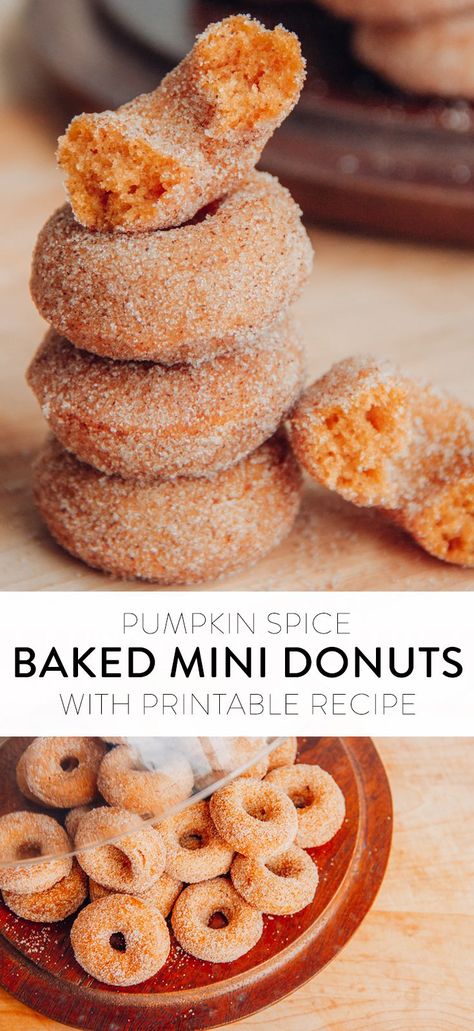 Mini Donut Recipe, Mini Donut Maker Recipes, Fall Baking Ideas, Donut Maker Recipes, Mini Donut Recipes, Pumpkin Donuts Recipe, Mini Donuts Maker, Pumpkin Doughnut, Printable Recipe Card