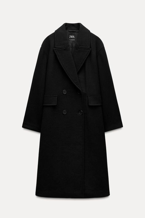 Zara Black Coat, Dress Coats Women, Womens Dress Coats, 2024 Wishlist, Long Black Coat, Black Winter Coat, Waistcoat Dress, Black Wool Coat, Cargo Shirts