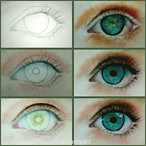 Acrylic Painting Eyes Step By Step, How To Paint An Eye Acrylic Step By Step, Acrylic Eye Painting Step By Step, Color Pencil Art Tutorial Step By Step, Watercolor Art Eyes, Watercolour Eyes Tutorials, Watercolour Eye, Step By Step Sketches, Watercolor Eyes