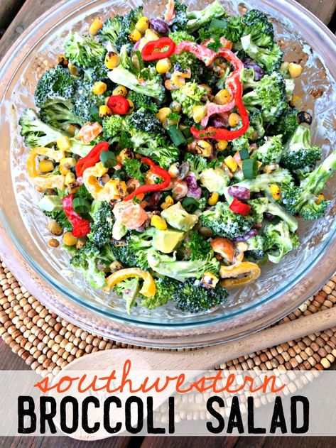 Southwestern Broccoli Salad – Make the Best of Everything Mexican Broccoli Side, Mexican Broccoli, Carrot Salads, Chef Salads, Chili Side Dishes, Blanching Broccoli, Broccoli Salads, Broccoli Slaw Recipes, Salad Broccoli