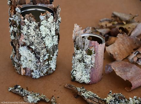 Tree Bark Crafts, Recycled Containers, Bark Crafts, Sticks Crafts, Dollar Tree Flowers, Hot Glue Sticks, Diy Essential Oil Diffuser, Diy Wall Planter, Diy Serving Tray