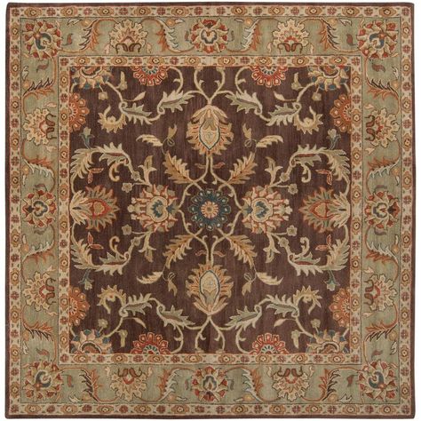 Artistic Weavers John Brown 4 ft. Square Area Rug-JHN-1009 - The Home Depot John Brown, 9 Square, Square Area Rugs, Surya Rugs, Unique Color Combinations, Square Rug, Brown Area Rugs, Floral Border, Traditional Area Rugs