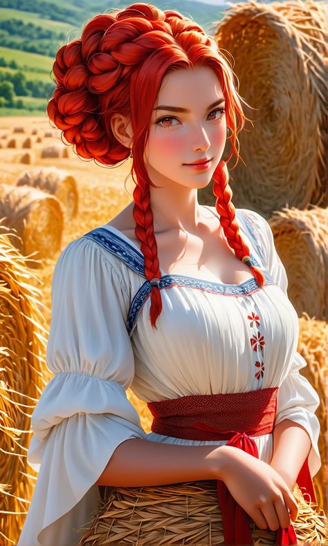 Captivating portrait of a radiant peasant girl by Виктор Dry - Playground Peasant Fantasy Art, Dnd Peasant, Medieval Peasant Woman, Peasant Girl Art, Peasant Art, One Image, Image Generator, Create Art, Social Media Posts