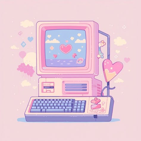 8 Bit Adorable Tech::… | Instagram Pc Drawing, Tech Illustration, Egg Wallpaper, Kawaii Pastel Aesthetic, Galaxy Aesthetic, Pink Games, Cute Website, Pixel Art Design, Cute Doodle Art