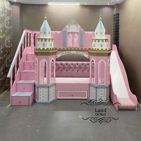 Princess Slide Bed, Princess Bed With Slide, Princess Bunk Beds, Princess Castle Bunk Beds, Princess Castle Twin Bed, Princess Room Beds & Bed Frames, Cool Room Designs, Furniture Details Design, Sofa Set Designs