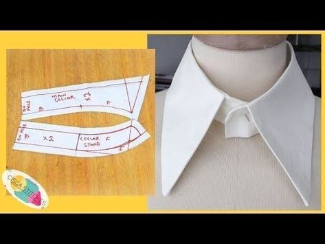 Sewing Collars Tutorials Free Pattern, Shirt Collar Pattern Drafting, Baby Collar Pattern, Collar Pattern Drafting, Collar Tutorial, Sew Shirt, Two Piece Shirt, Pattern Making Tutorial, Pattern Drafting Tutorials