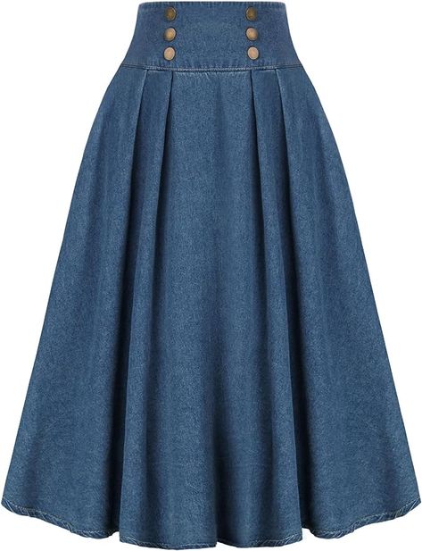 85% Cotton, 15% Polyester Imported Elastic closure Features:Denim skirt midi, flared A line silhouette, elastic waist,6 decoration buttons, with 2 open pockets A- Line Skirt Elastic Waist for this Jeans Skirt is comfortable and easy to wear. Lightweight but high quality and durable Occasion: Vintage Midi Denim Skirts Suit for Home,office,party,shopping,vocation,holiday,ect.Everyday and formal wear,very comfortable to wear Elegant Midi Skirt, High Waist Pleated Skirt, Midi Skirts Summer, Bridesmaid Dresses Ideas, A Line Silhouette, A Line Denim Skirt, Pink Midi Skirt, Line Silhouette, Floral Skirts