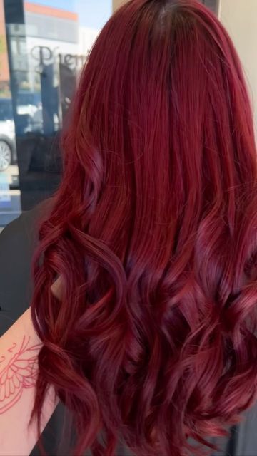 Read Hair Color Red, Cute Short Red Hairstyles, Red Hair On Blonde, Long Red Hair Extensions, Rose Red Hair Color, Red And Blonde Hair Ideas, Red Extensions Hair, Red Hair With Red Highlights, Red Hair Long Layers