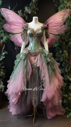 Fairy Midi Dress, Medieval Fairy Dress, Fairy Pink Outfit, Mystical Costume Ideas, Fairy Themed Outfit Aesthetic, Fairy Outfit Design, Pink Fairy Costume Women, Fairy Costume Outfit, Fairy Clothes Aesthetic