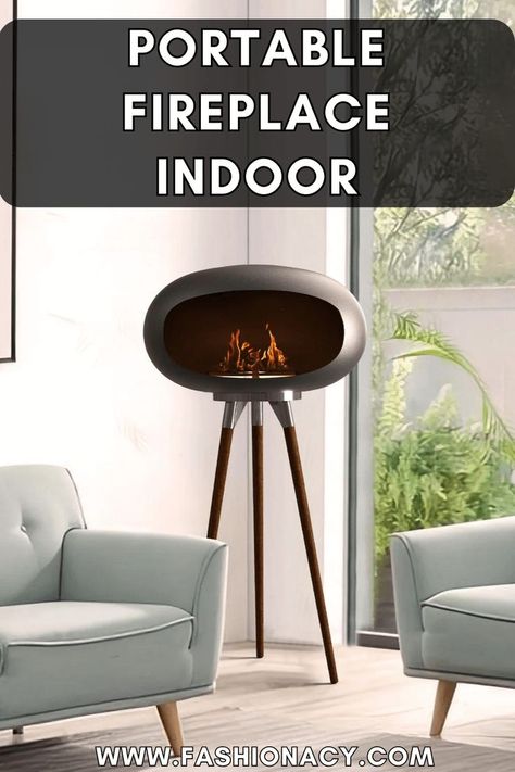 Portable Fireplace Indoor Décor Movable Fireplace, Fireplace Indoor Outdoor, Fireplace Indoor, Portable Fireplace, Ethanol Fireplace, Traditional Fireplace, Indoor Decor, Tripod, Kitchen Gadgets