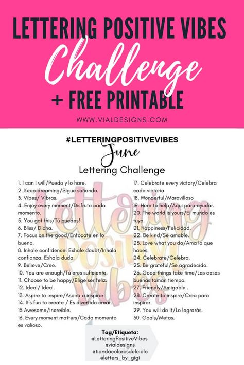 Lettering Challenge 30 Day, Calligraphy Challenge, Learn Calligraphy Free Printables, Tombow Lettering, Hand Lettering For Beginners, Word Challenge, Hand Lettering Practice, Lettering Challenge, Calligraphy For Beginners