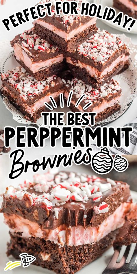 Peppermint Brownies Peppermint Baking Recipes, Chocolate Peppermint Desserts, Brookie Pie, Mint Chip Desserts, Peppermint Brownies Recipe, Paleo Deserts, Peppermint Buttercream, Christmas Desert, Peppermint Dessert