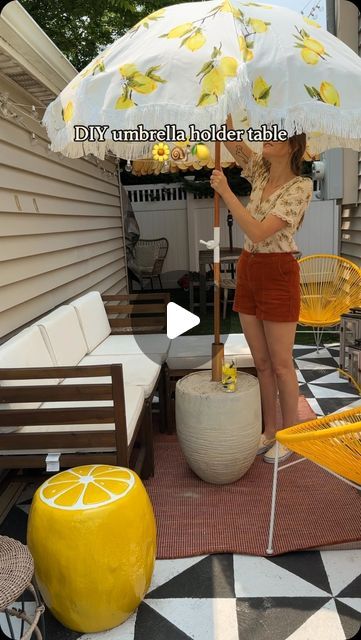 Diy Umbrella Holder, Diy Umbrella, Mixer Attachments, Umbrella Holder, Plastic Bins, Cottage Life, Garden Oasis, Deck Patio, Pvc Pipe