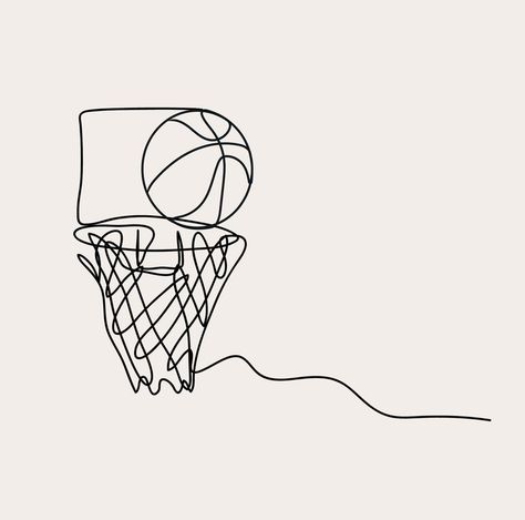 Basketball Line Art, Basketball Drawings Easy, Basketball Minimalist, Basketball Drawings, Ball Drawing, Graffiti Style Art, Outline Drawing, Sport Illustration, Outline Drawings