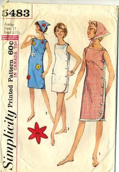 Patron Vintage, Vintage Dress Patterns, Scarf Dress, Couture Vintage, Sewing Pattern Sizes, 1960s Fashion, Moda Vintage, Girl Pattern, One Piece Dress