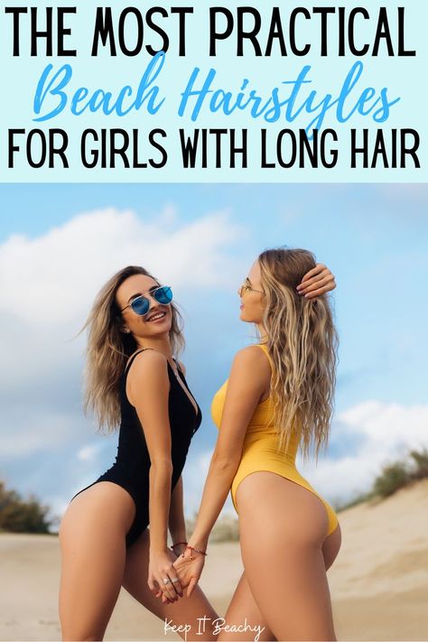 Beach Day Braids, Cute Pool Hairstyles Long Hair, Summer Braids For Long Hair Beach Hairstyle Tutorials, Long Hair At The Beach, Hairstyles For Hawaii Vacation, Bathing Suit Hairstyles, East Beach Hairstyles, Hair Styles For Hawaii, Long Hair Swimming Styles