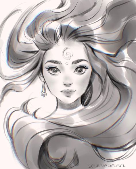 Ulyana Regener | Let’s see where this sketch goes :3 I felt like big floaty hair this time :p Thanks so much for all your amazing support… | Instagram Flowy Hair Drawing, Hair References Drawing, Big Wavy Hair, Wind Drawing, Flowy Hair, Hair Sketch, Body Sketches, Hair Drawing, Afrocentric Art