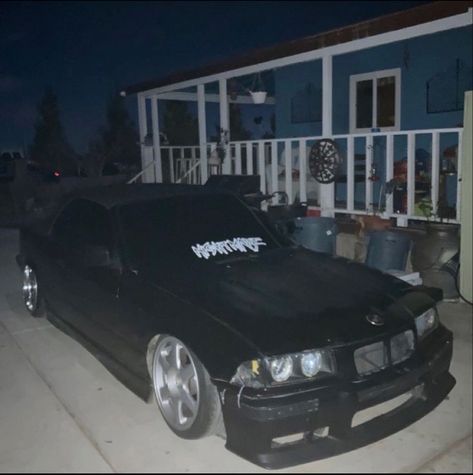 bmw Bmw E36 Black, Static Cars, Y2k Cars, Where Are U, Black Garage, Bmw Black, Slammed Cars, Old School Cars, Street Racing Cars