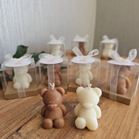 ✔️ The candles are 100% handmade and produced specially for you in the scent you choose. - Since it is handmade, each one may differ from each other. Each one is unique. ✔️ Each one is packaged with the label of your choice. ✔️  Teddy bear size: 4x5 cm.         Packed in 5x5cm boxes.         Weight: 16gr ✔️ All candles are produced with 100% vegan Soy Wax. Cotton wicks are used. It is ecological and environmentally friendly. * Your orders are prepared within 1 week and delivered to express cargo Bearly Wait Party Favors, Teddy Bear Candle Favors, Bear Candle Favors, We Can Bearly Wait Favor Ideas, Teddy Bear Baby Shower Theme Boy Decoration, Teddy Bear Favors Ideas, We Can Bearly Wait Party Favors, We Can Bearly Wait Centerpiece Ideas, Green Bear Baby Shower Theme