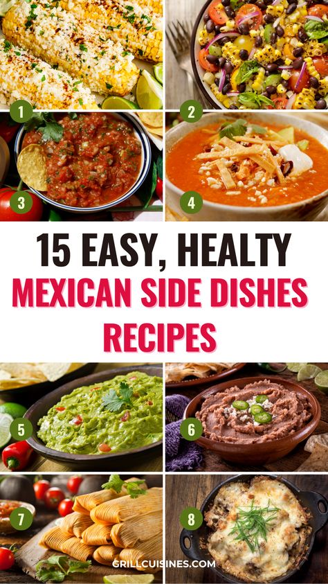 You can easily take your Mexican fiesta dinners to a whole new level when you check out these best Mexican side dishes. These Mexican recipes are delicious and flavorful. Try these Mexican sides and enjoy more delicious family dinners, bbq  with your loved ones.
Side Salad For Mexican Dinner, Foods For Mexican Party, Mexican Chicken Side Dishes, Side For Mexican Dishes, Side Dishes Mexican Food, Mexican Meal Side Dishes, Side Mexican Dishes Easy, Mexican Theme Side Dishes Mexican Chicken Side Dishes, Healthy Sides For Mexican Food, Crockpot Mexican Side Dishes, Mexican Dinner Side Dishes, Sides To Go With Mexican Food, Mexican Food Recipes Sides, Side Dishes Mexican Food, Low Carb Mexican Side Dish, Sides For Mexican Food