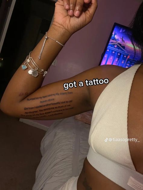 Word Tattoos Black Women, Under Arm Tattoo Inner, Arm Word Tattoo, Baddie Tats Arm, Lower Arm Tattoos For Women, Baddie Sleeve Tattoo, Perspective Tattoo, Powerful Tattoos, Inside Of Arm Tattoo