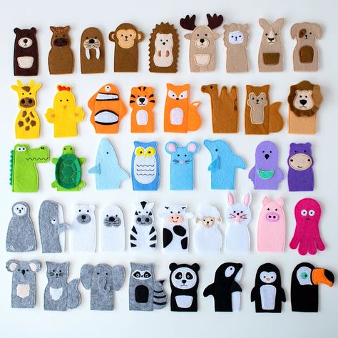 Animal Puppets, Educational Activities For Toddlers, Finger Puppet Patterns, Felt Puppets, Puppets For Kids, Puppets Diy, Felt Finger Puppets, Puppet Patterns, Puppet Making