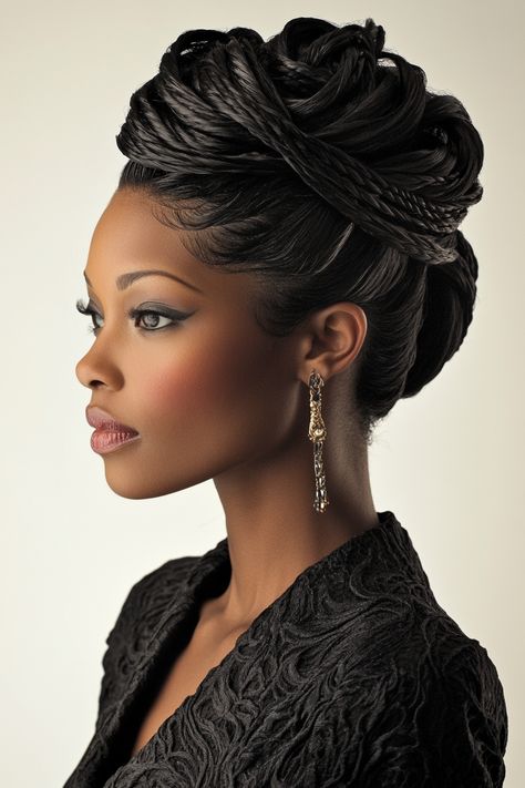 45+ Stunning Updo Hairstyles with Braids for Every Occasion Box Braids Wedding, Braided Updo For Black Women, Black Braided Hairstyles Updos, Updo Box Braids, Updo Hairstyles With Braids, Waterfall Braid Updo, Ronaldo Hair, Fishtail Braid Updo, Box Braids Updo