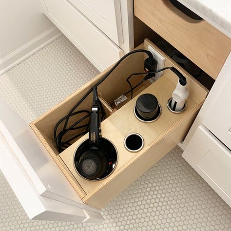 Vanity Drawer Outlet Solutions | Electrical Plugs for Vanity Drawers – Docking Drawer Outlets In Bathroom, Drawer Outlet, Docking Drawer, Ideas For Bathrooms, Bathroom Outlet, Bathroom Cabinet Colors, Vanity Drawer, Bathroom Vanity Drawers, Bathroom Drawer Organization