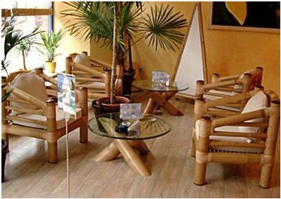 Terrace Furniture Ideas, Terrace Home, Bamboo Roof, Bamboo Building, Terrace Furniture, Bamboo House Design, Bamboo Architecture, Bamboo House, Green Furniture